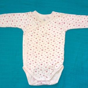 Petit Bateau Bodysuit Pink with Tiny Flowers